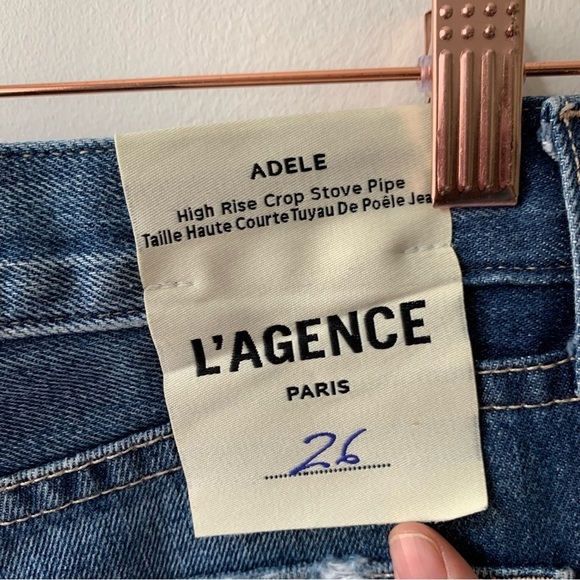 L'AGENCE Adele High-Rise Cropped Stovepipe Jeans Sz 26 - Picture 9 of 10